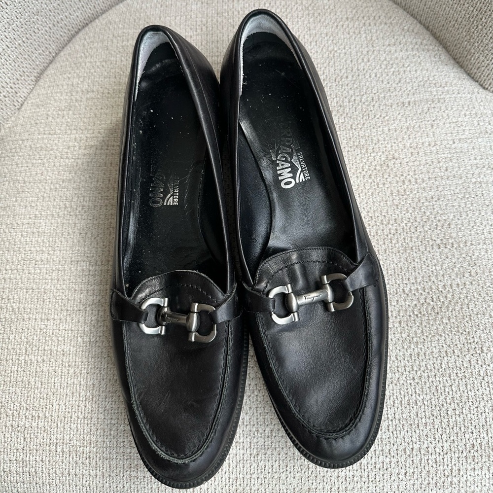 Salvatore Ferragamo Black Leather Loafers